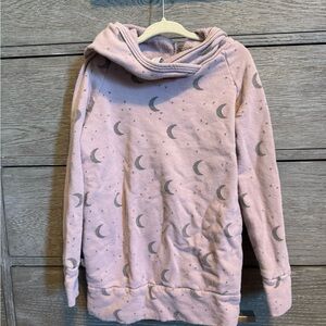 Cozy Pink Moon Pattern Kids Hoodie
